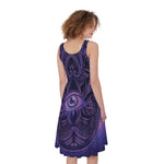 Purple Hamsa Hand Print Women's Sleeveless Dress
