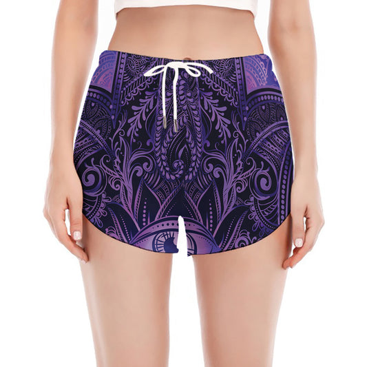 Purple Hamsa Hand Print Women's Split Running Shorts