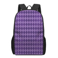 Purple Harlequin Pattern Print 17 Inch Backpack