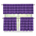 Purple Harlequin Pattern Print 3 Piece Kitchen Curtains