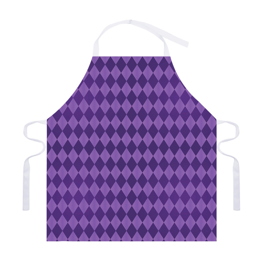 Purple Harlequin Pattern Print Adjustable Apron