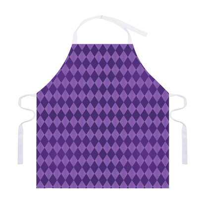 Purple Harlequin Pattern Print Adjustable Apron