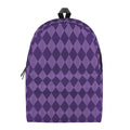Purple Harlequin Pattern Print School Backpack