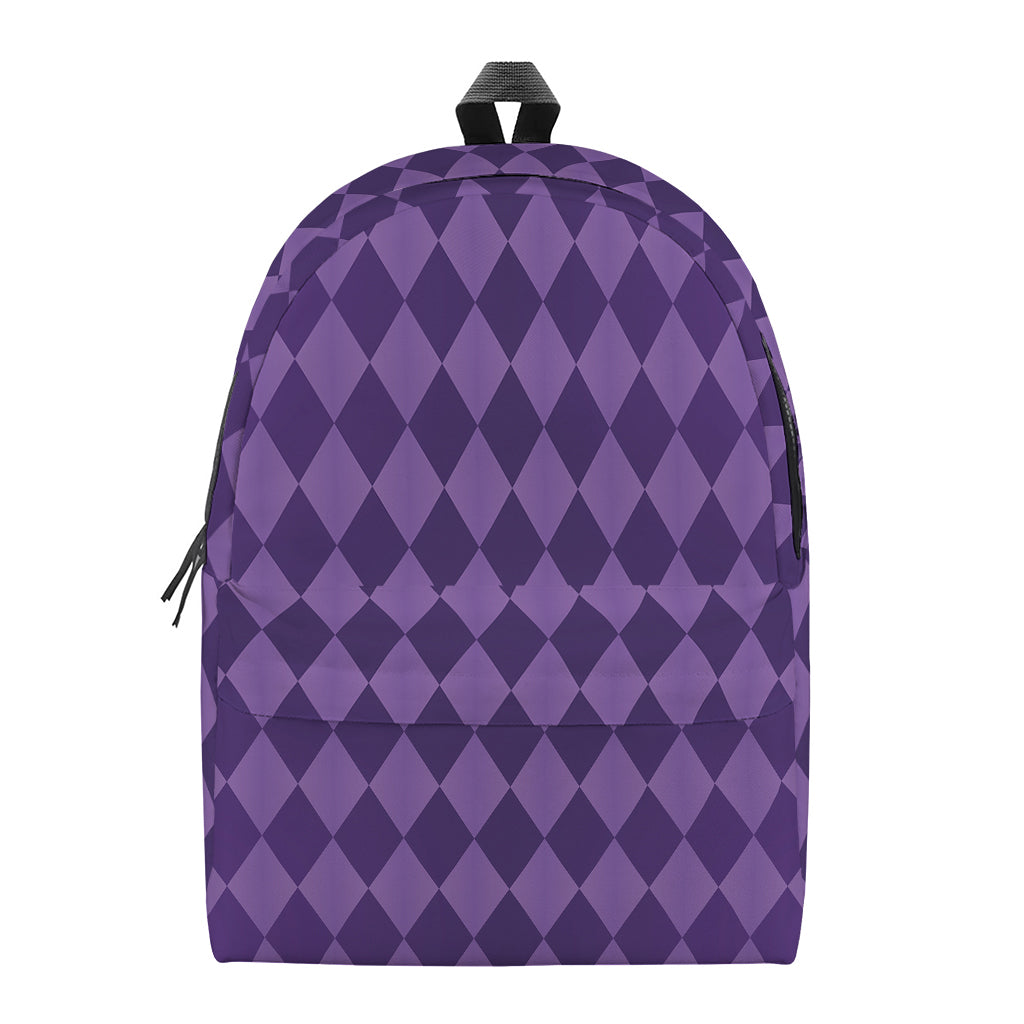Purple Harlequin Pattern Print Backpack