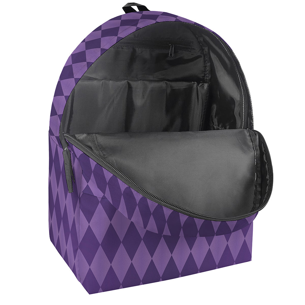 Purple Harlequin Pattern Print Backpack