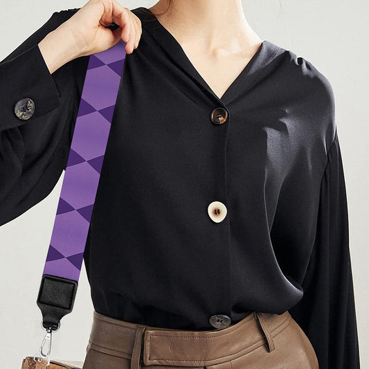 Purple Harlequin Pattern Print Bag Strap