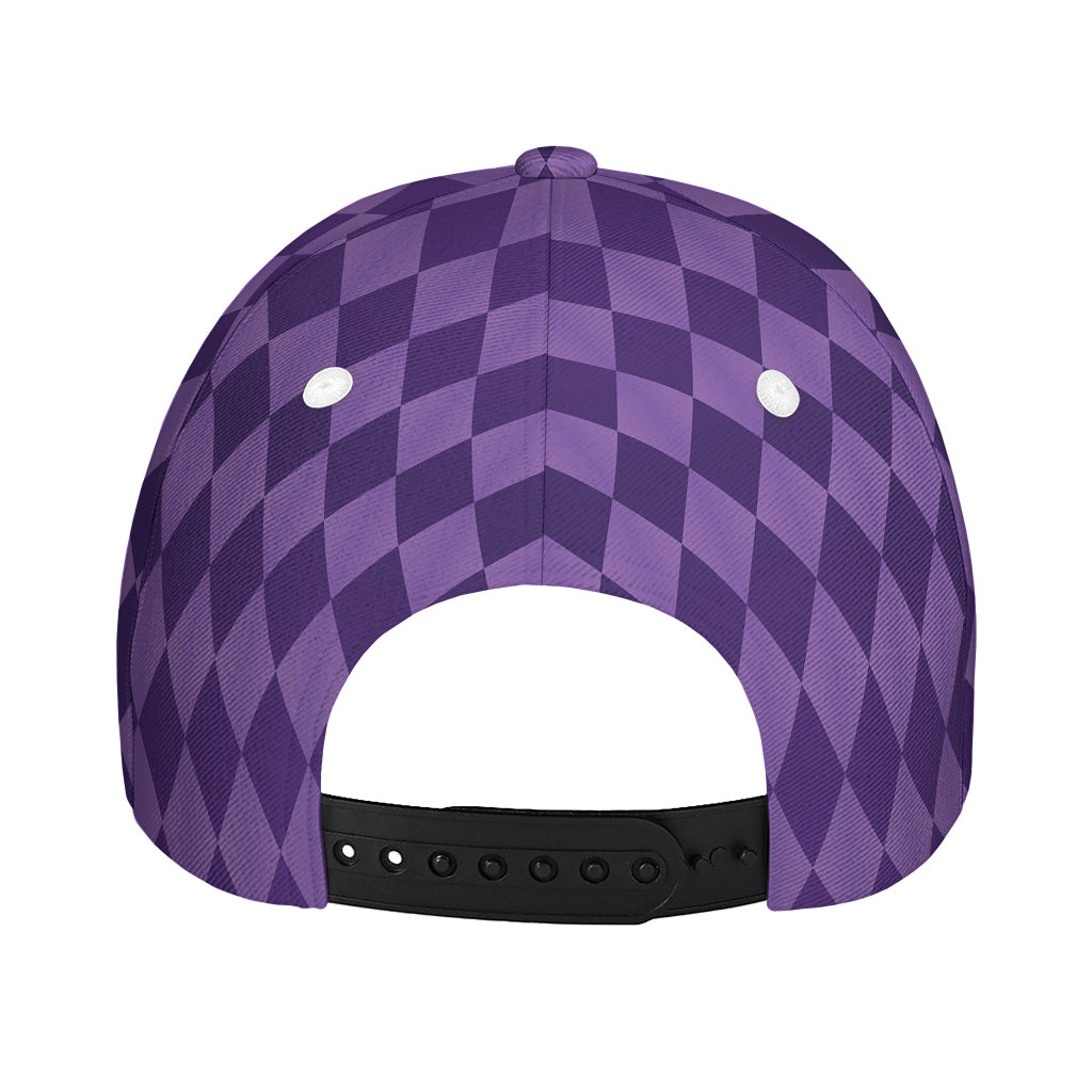 Purple Harlequin Pattern Print Baseball Cap