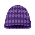 Purple Harlequin Pattern Print Beanie