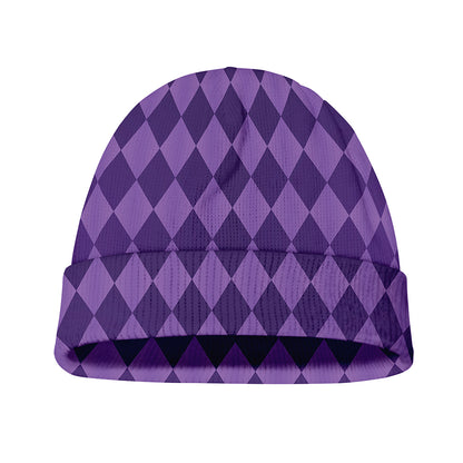 Purple Harlequin Pattern Print Beanie