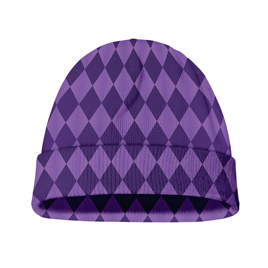 Purple Harlequin Pattern Print Beanie