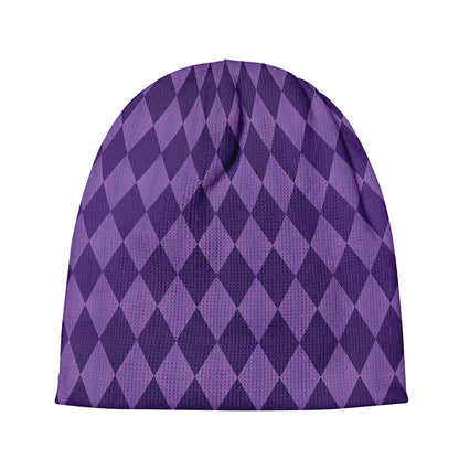 Purple Harlequin Pattern Print Beanie