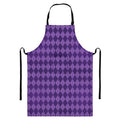Purple Harlequin Pattern Print Bib Apron With Pocket