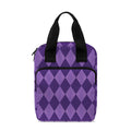 Purple Harlequin Pattern Print Bible Tote Bag