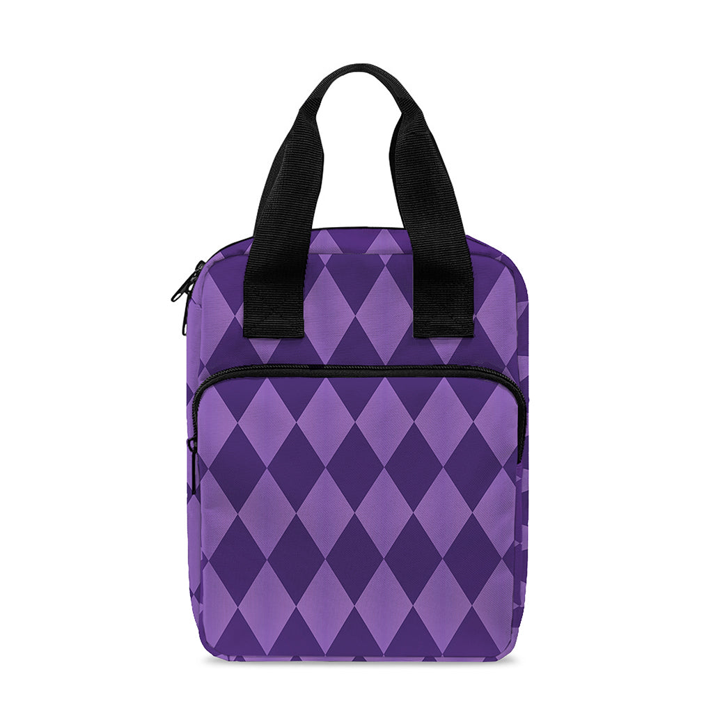Purple Harlequin Pattern Print Bible Tote Bag