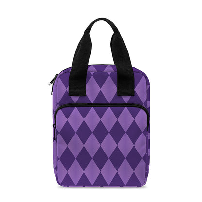 Purple Harlequin Pattern Print Bible Tote Bag
