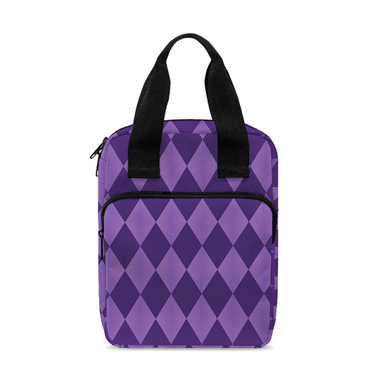 Purple Harlequin Pattern Print Bible Tote Bag