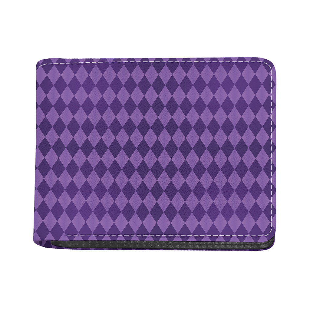 Purple Harlequin Pattern Print Bifold Wallet