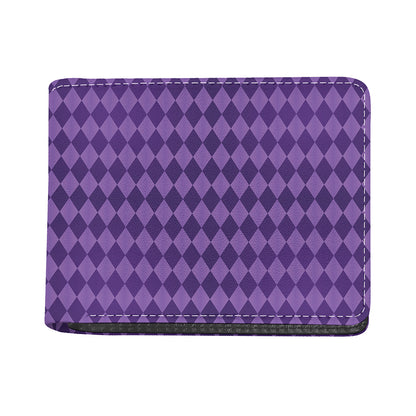 Purple Harlequin Pattern Print Bifold Wallet