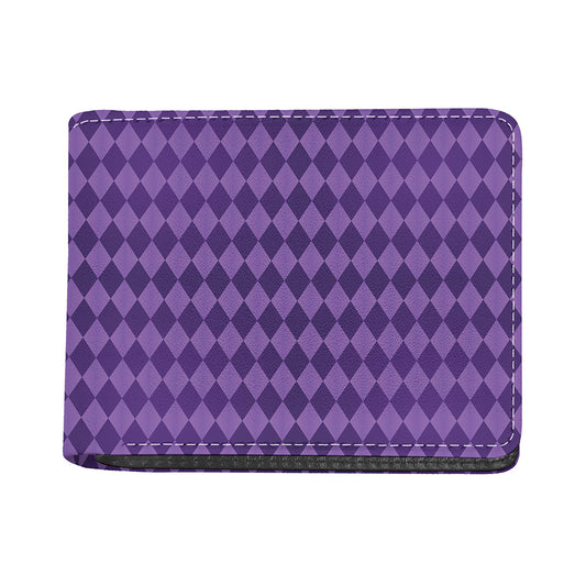 Purple Harlequin Pattern Print Bifold Wallet