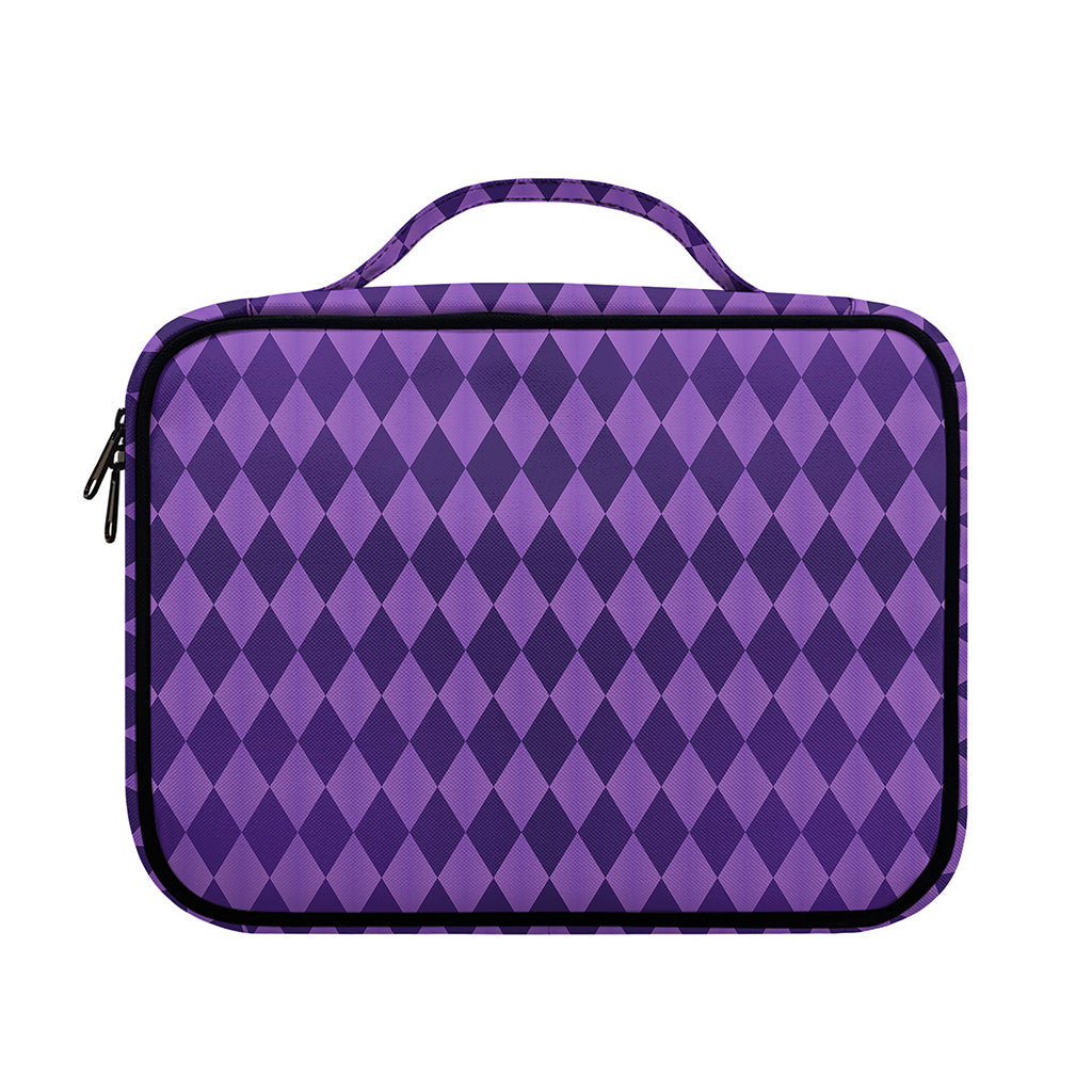 Purple Harlequin Pattern Print Briefcase Bible Bag
