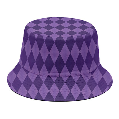 Purple Harlequin Pattern Print Bucket Hat