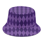 Purple Harlequin Pattern Print Bucket Hat