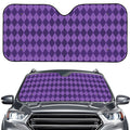 Purple Harlequin Pattern Print Car Windshield Sun Shade