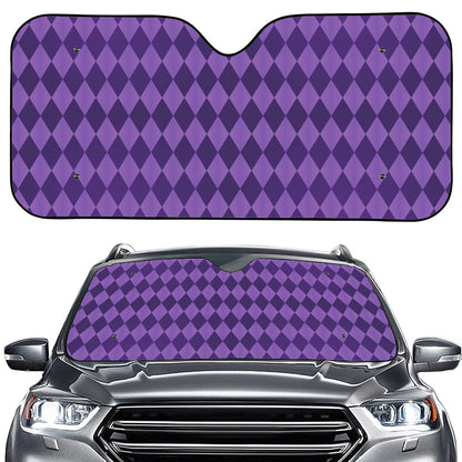 Purple Harlequin Pattern Print Car Windshield Sun Shade