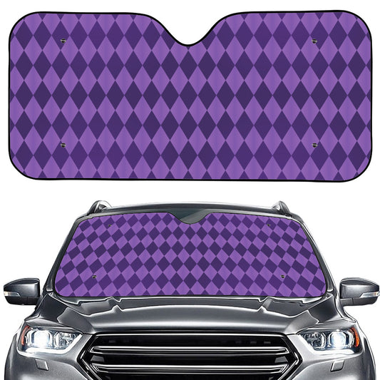 Purple Harlequin Pattern Print Car Windshield Sun Shade