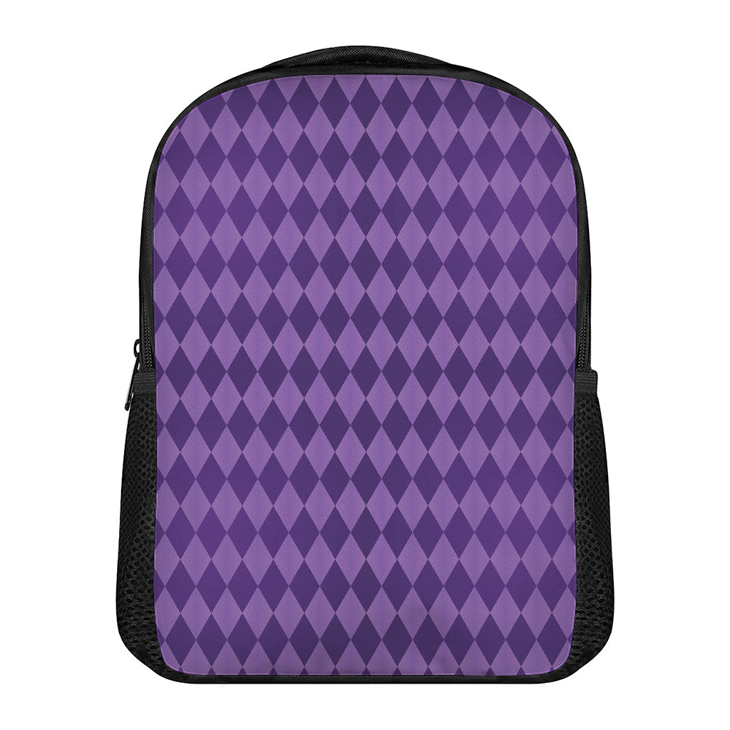 Purple Harlequin Pattern Print Casual Backpack