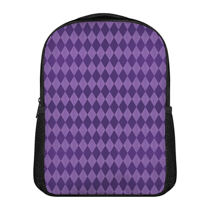 Purple Harlequin Pattern Print Casual Backpack
