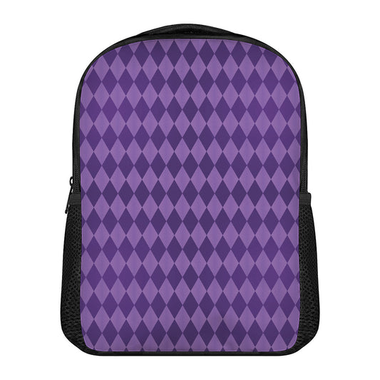 Purple Harlequin Pattern Print Casual Backpack