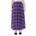 Purple Harlequin Pattern Print Chiffon Maxi Skirt