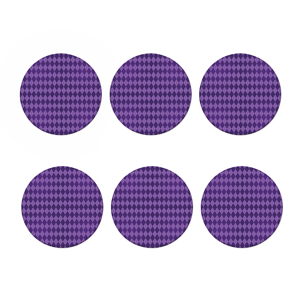 Purple Harlequin Pattern Print Coaster Set