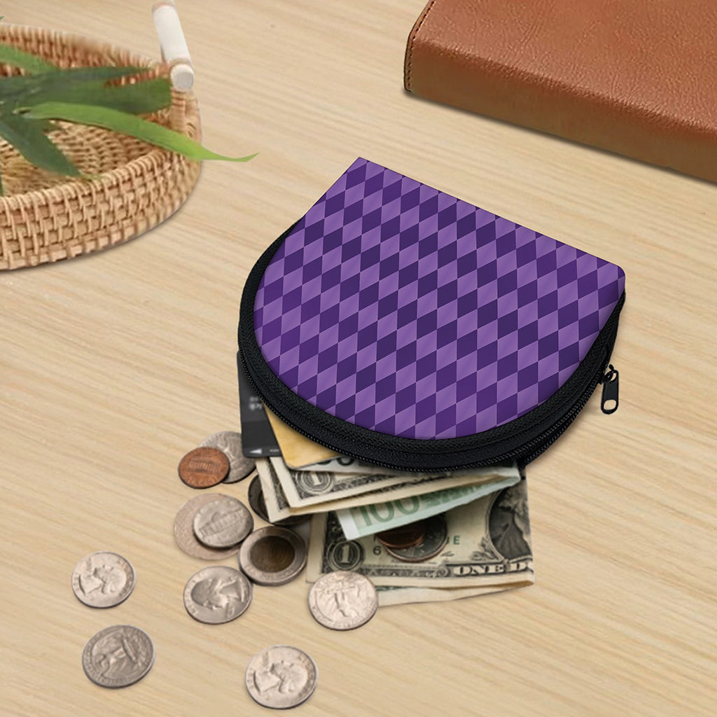 Purple Harlequin Pattern Print Coin Purse