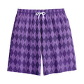 Purple Harlequin Pattern Print Cotton Shorts