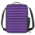 Purple Harlequin Pattern Print Crossbody Lunch Bag