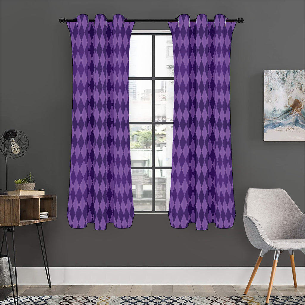 Purple Harlequin Pattern Print Curtain