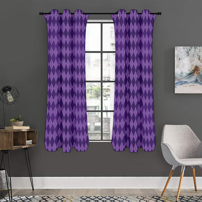 Purple Harlequin Pattern Print Curtain
