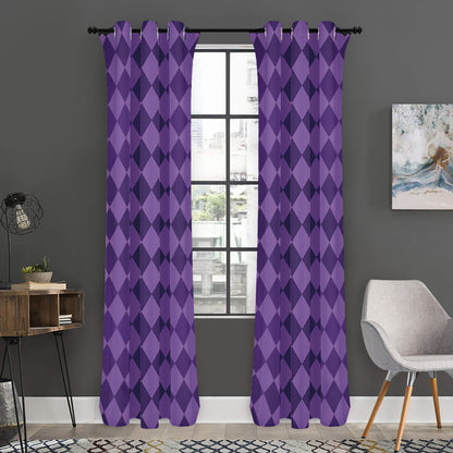 Purple Harlequin Pattern Print Curtain