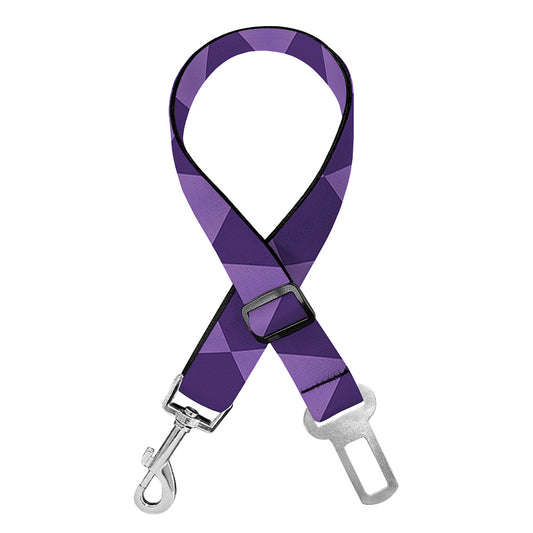 Purple Harlequin Pattern Print Dog Seat Belt
