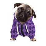 Purple Harlequin Pattern Print Dog Zip Up Hoodie