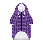 Purple Harlequin Pattern Print Dog Zip Up Hoodie