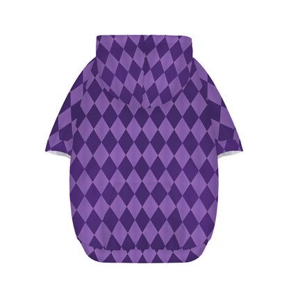 Purple Harlequin Pattern Print Dog Zip Up Hoodie