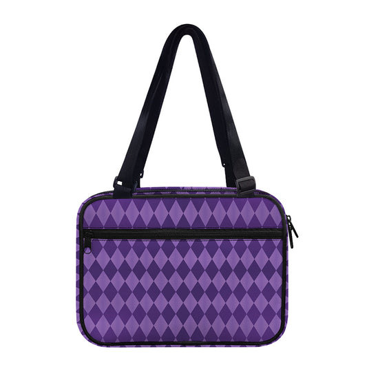 Purple Harlequin Pattern Print Double Strap Bible Bag