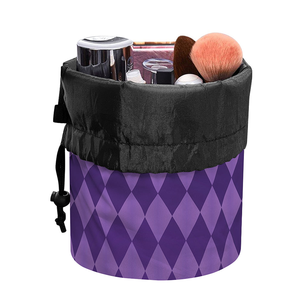 Purple Harlequin Pattern Print Drawstring Makeup Bag