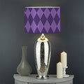 Purple Harlequin Pattern Print Drum Lamp Shade