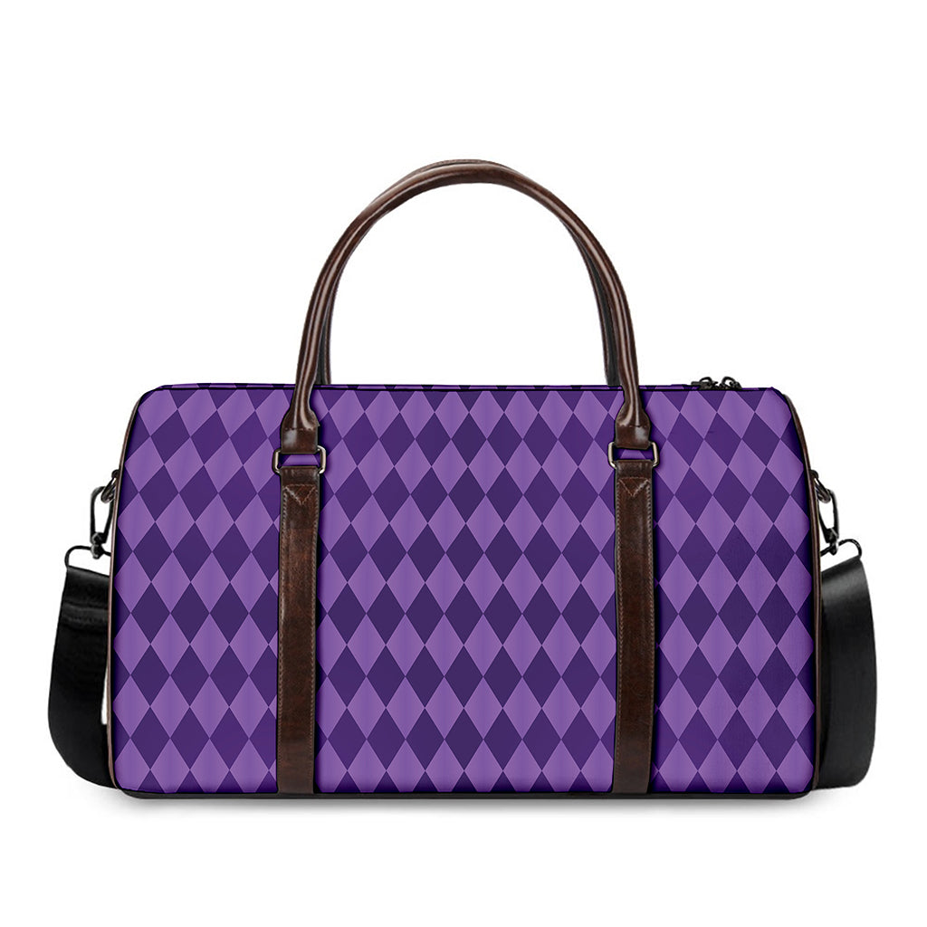 Purple Harlequin Pattern Print Duffle Bag