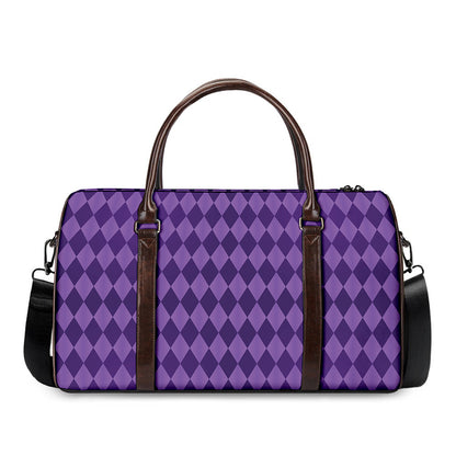 Purple Harlequin Pattern Print Duffle Bag