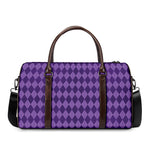 Purple Harlequin Pattern Print Duffle Bag